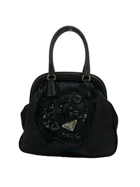 Prada Handbag Evening Heart Black Bijou